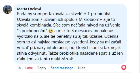 Facebooková recenzia zákazníka iProbio