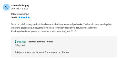 Overená recenzia z Heureka.sk: pravidelný zákazník, kvalita 5 z 5