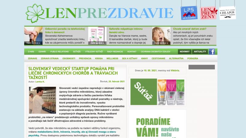 Slovenský vedecký startup pomáha pri liečbe chronických chorôb a tráviacich tažkostí