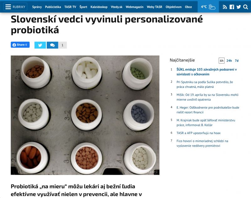 Slovenskí vedci vyvinuli personalizované probiotiká
